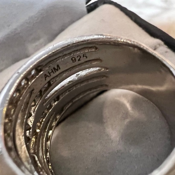 ď¸Beautiful Wide 4 row Crossover Diamond Ring Solid 925 Sterling Silver -See pics - Picture 10 of 17